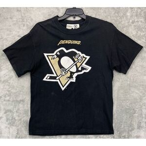 VTG CCM Men's T Shirt Pittsburgh Penguins Large Black Y2K NHL‎